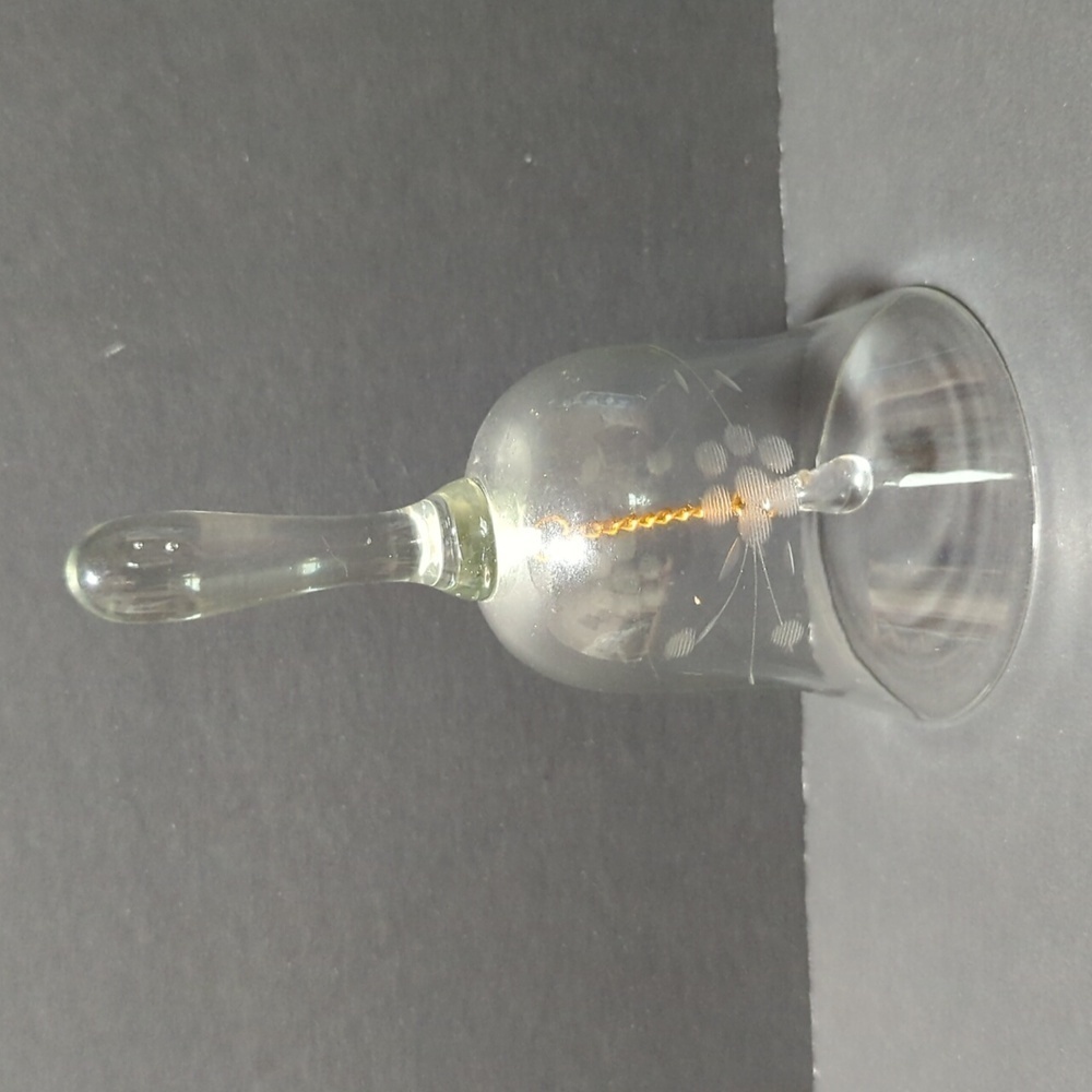 Princess House Vintage Floral Etched Lead Chrystal Bell w/Gold Chain